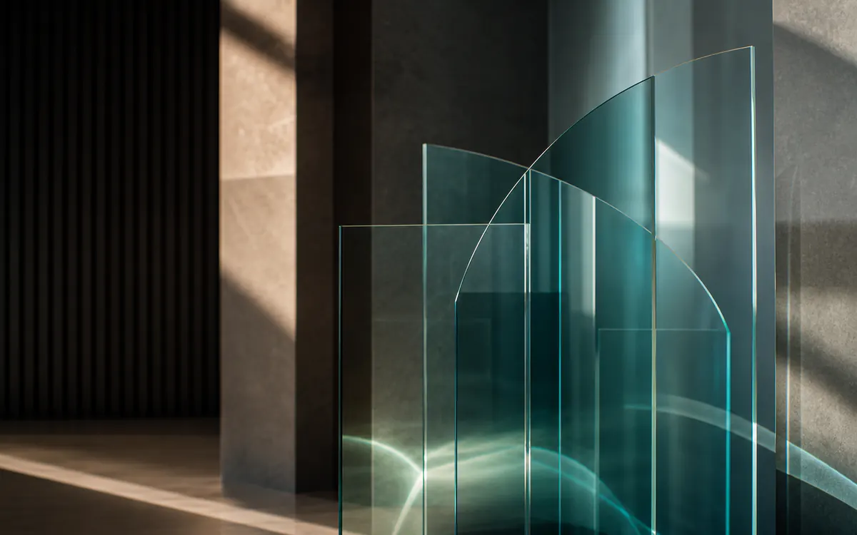 Translucent glass panels arranged as a structured calibration signal