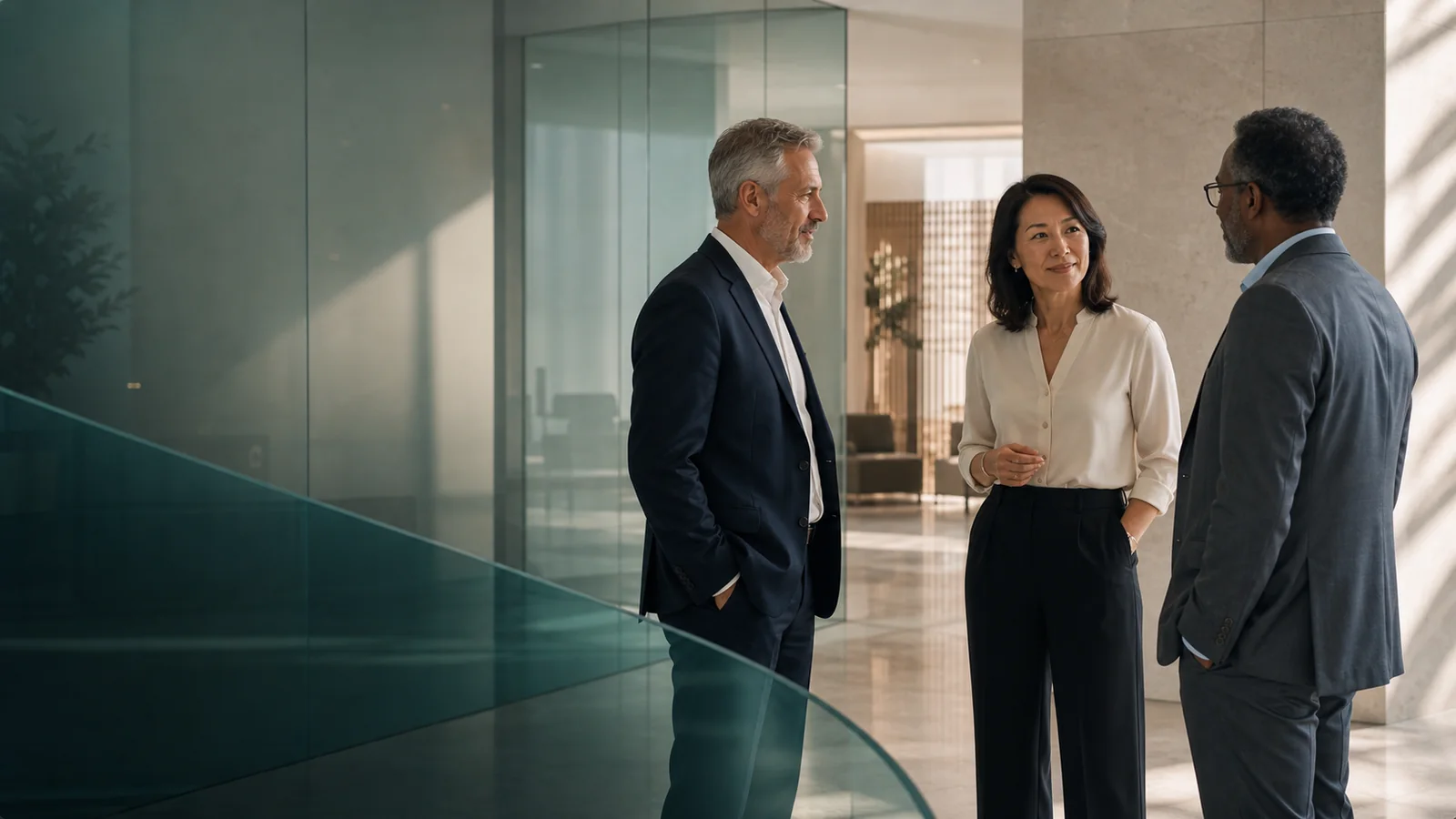 Senior leaders in a private advisory conversation