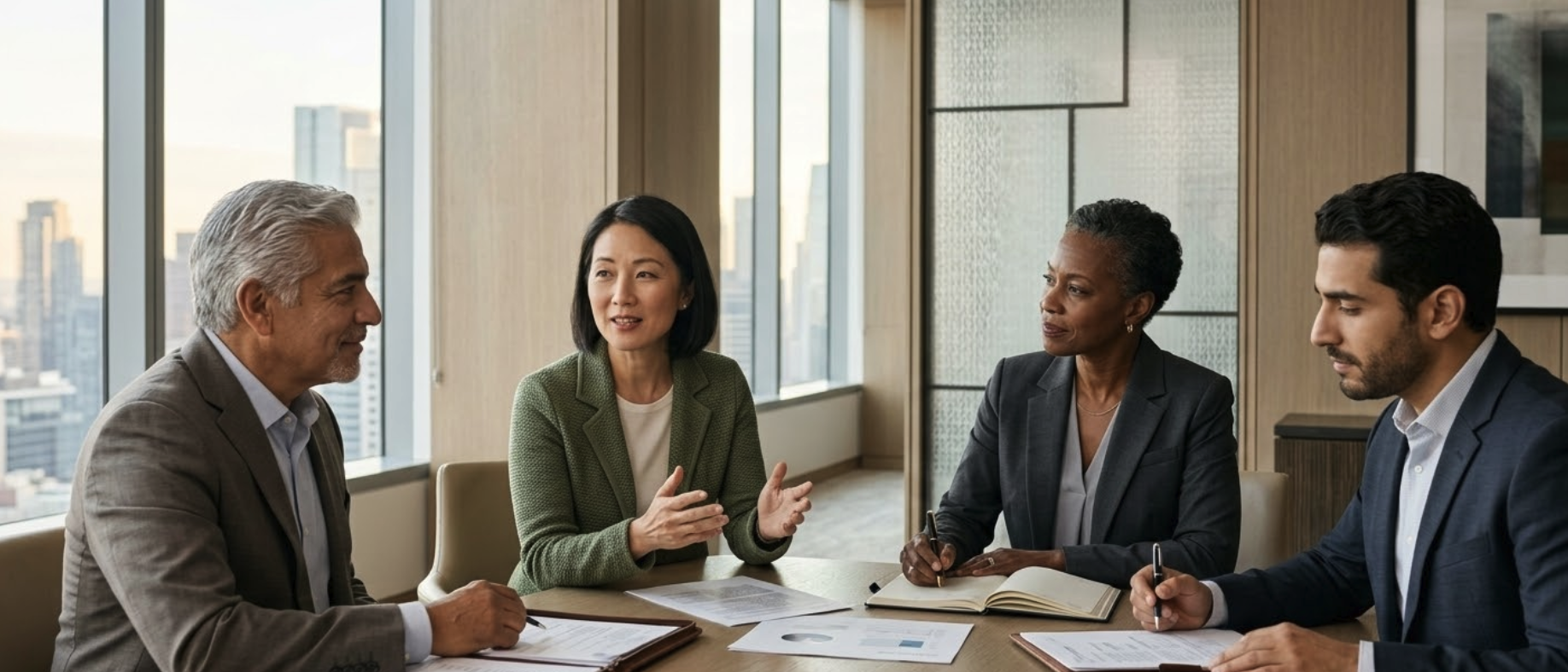 Senior board director leading governance discussion